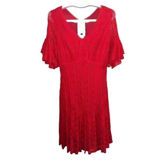 Rabbit Rabbit Rabbit Design Short Sleeve Lace Fit + Flare Dress Size 12 - Picture 4 of 4